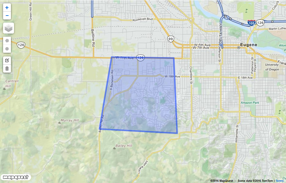 Neighborhoods - Southwest Eugene Boundary Map